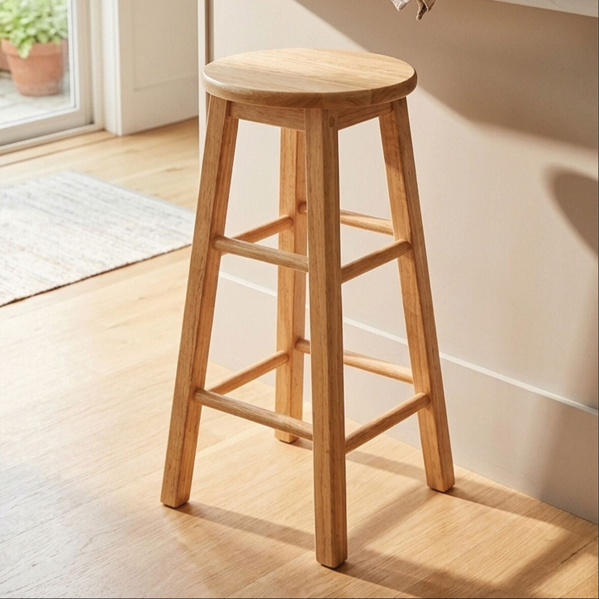 Selby Natural Tropical Hevea Wood Bar Stool