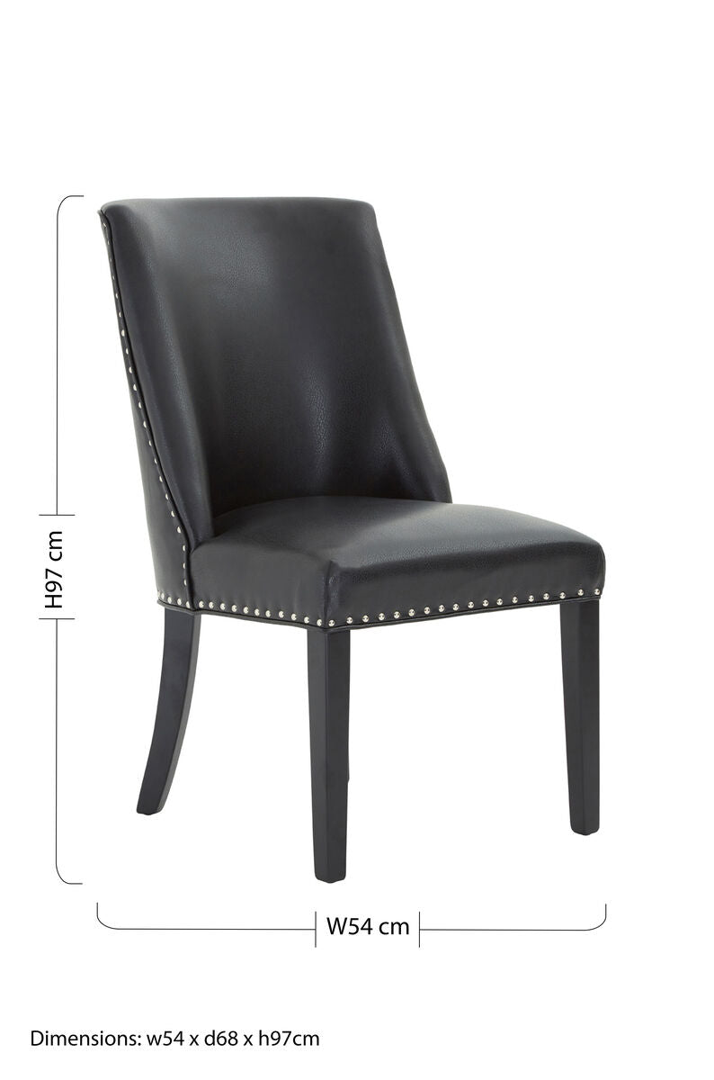 Rodeo Black Leather Effect Ring Back Dining Chair