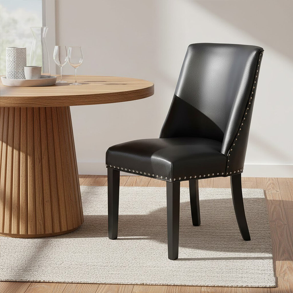 Rodeo Black Leather Effect Ring Back Dining Chair