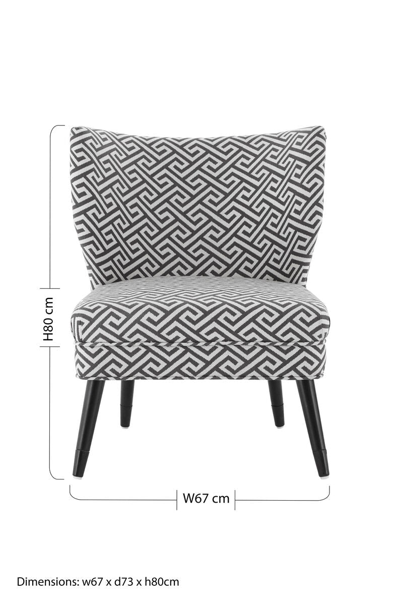 Regents Park Black and Cream Greek Key Design Accent Chair