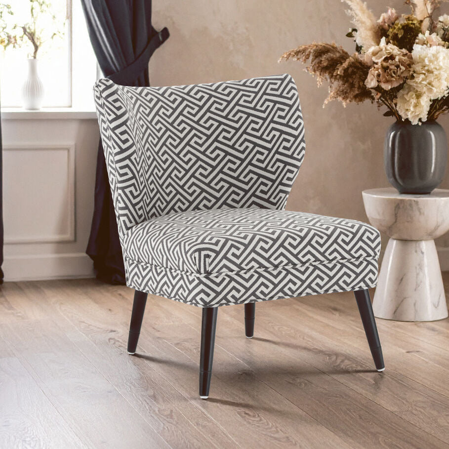 Regents Park Black and Cream Greek Key Design Accent Chair