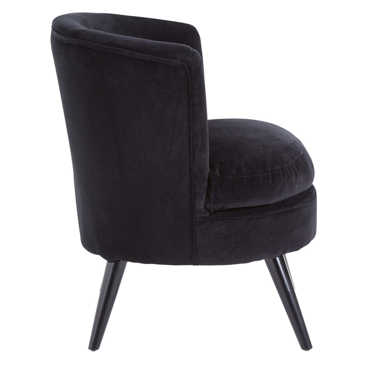 Plush Black Velvet Round Winged Armchair