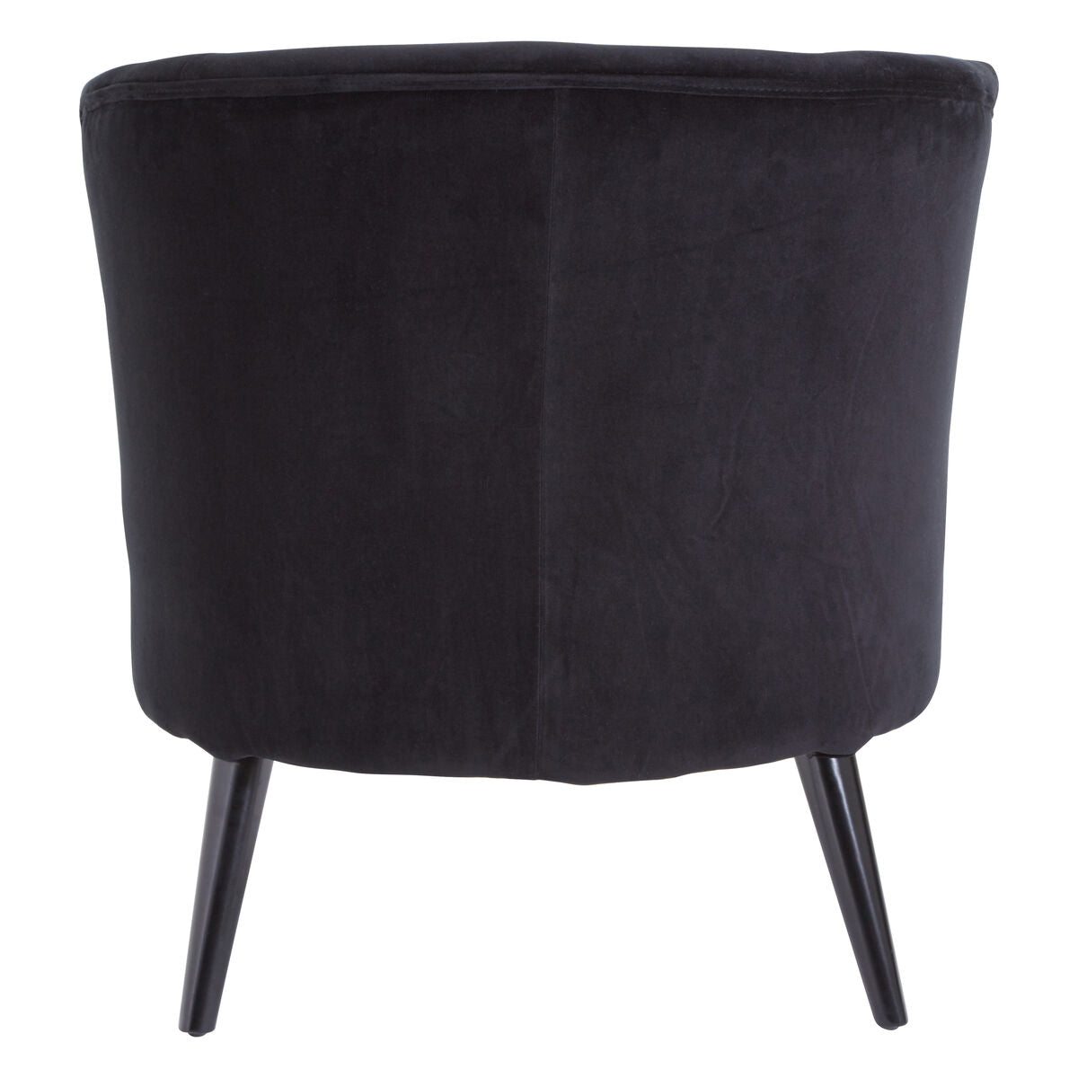 Plush Black Velvet Round Winged Armchair
