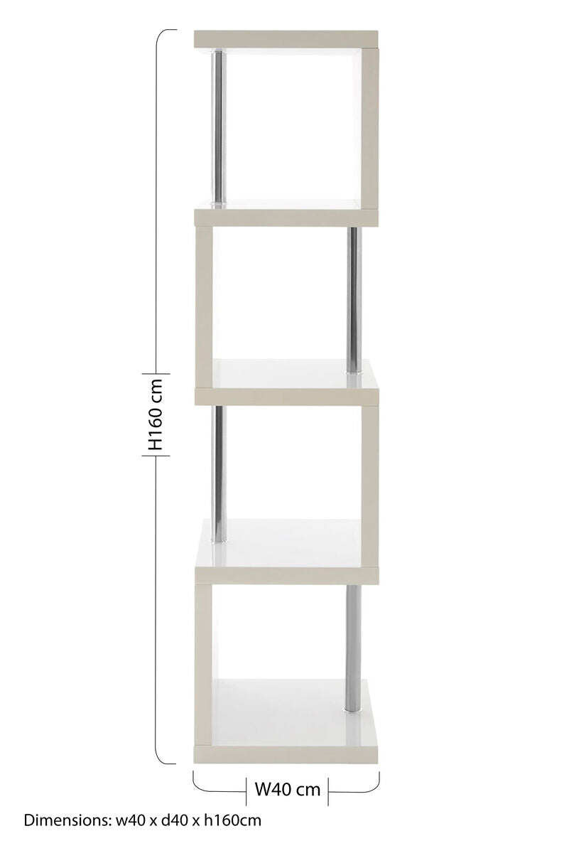 Maze White Gloss Finish 4 Tier Shelf Unit