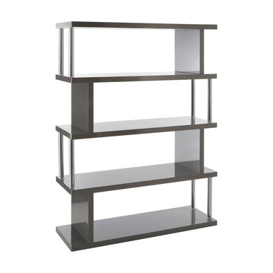 Maze Grey Gloss Finish 4 Tier Wide Shelf Unit