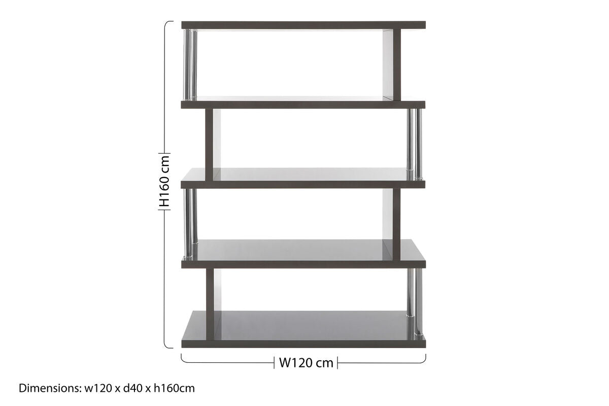 Maze Grey Gloss Finish 4 Tier Wide Shelf Unit