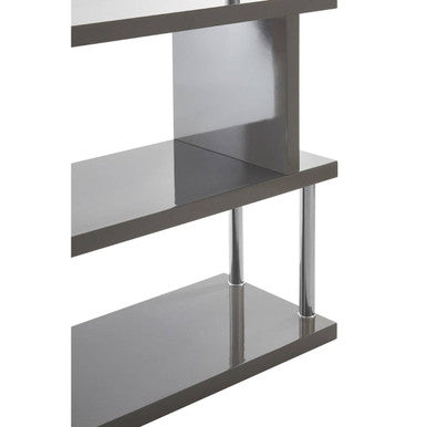 Maze Grey Gloss Finish 4 Tier Wide Shelf Unit