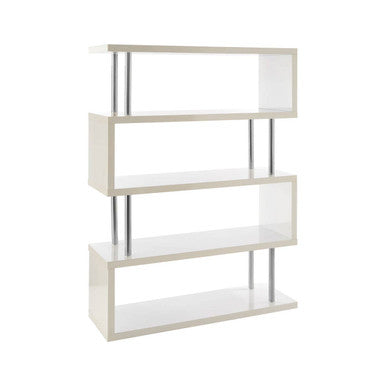 Maze White Gloss Finish 4 Tier Wide Shelf Unit