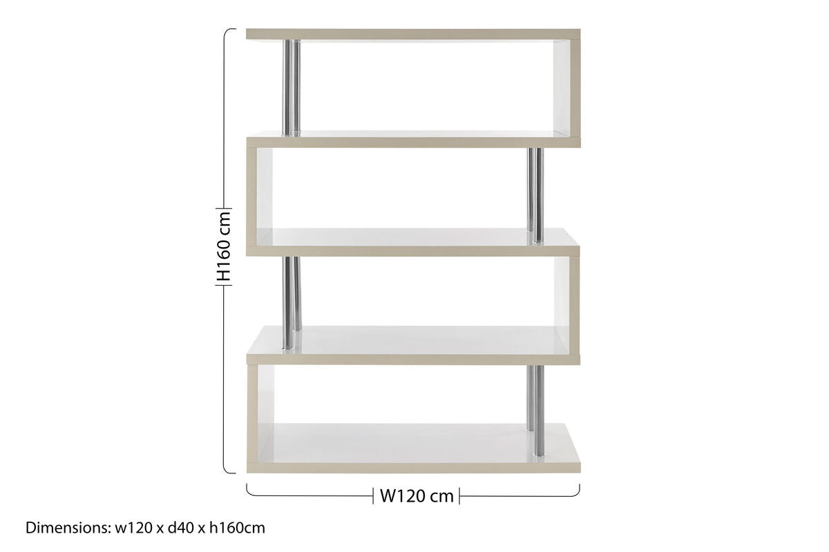 Maze White Gloss Finish 4 Tier Wide Shelf Unit