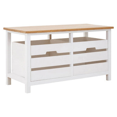 Newport White Wooden 2 Drawer Bench