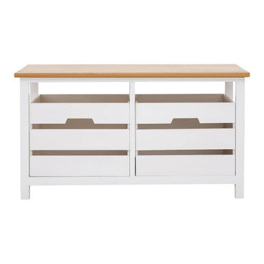 Newport White Wooden 2 Drawer Bench