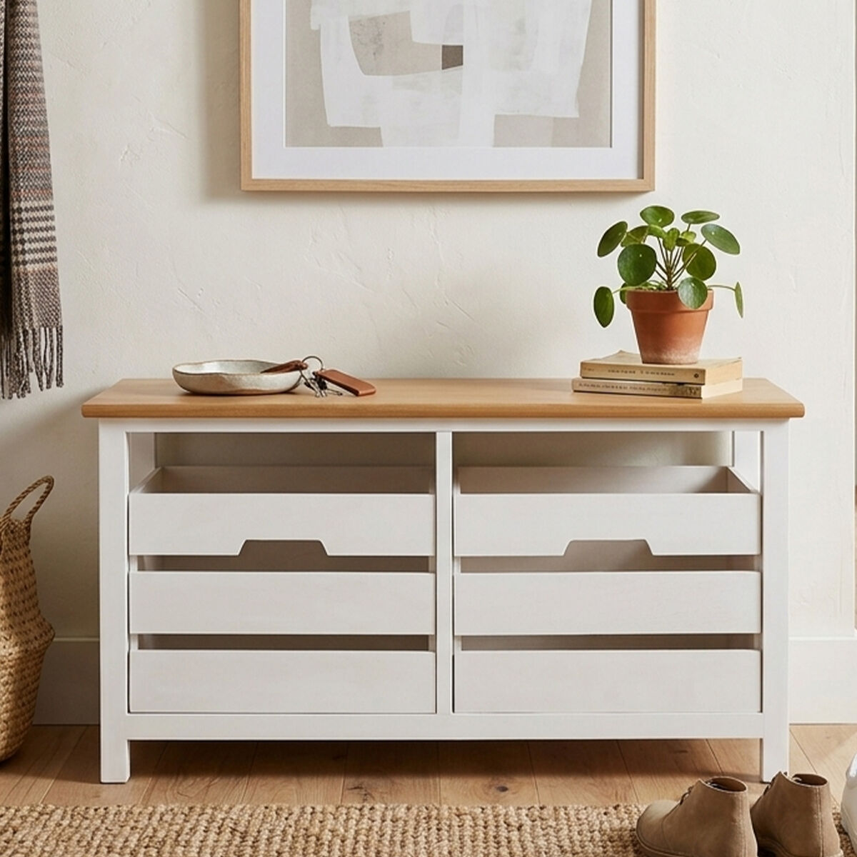 Newport White Wooden 2 Drawer Bench