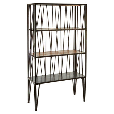 New Foundry Natural Wooden and Black Metal 4 Tier Shelf Unit