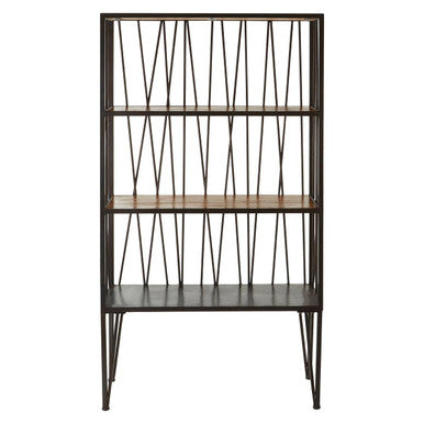 New Foundry Natural Wooden and Black Metal 4 Tier Shelf Unit