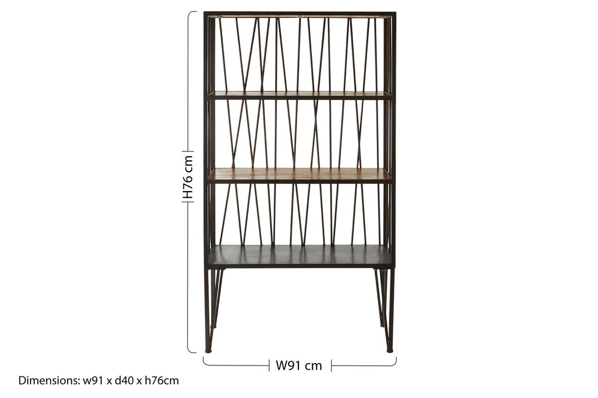 New Foundry Natural Wooden and Black Metal 4 Tier Shelf Unit