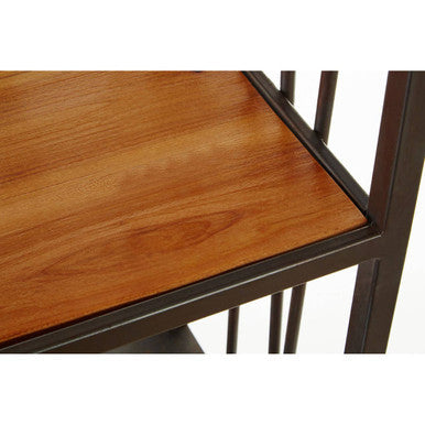 New Foundry Natural Wooden and Black Metal 4 Tier Shelf Unit