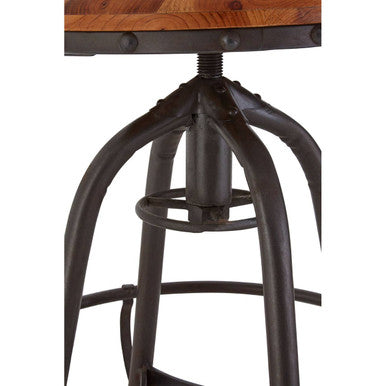 New Foundry Wooden and Black Metal Adjustable Bar Chair