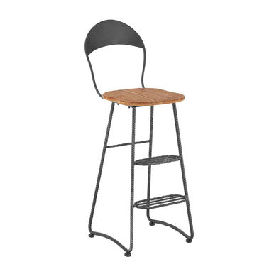 New Foundry Wooden and Black Metal Bar Chair