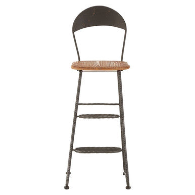 New Foundry Wooden and Black Metal Bar Chair