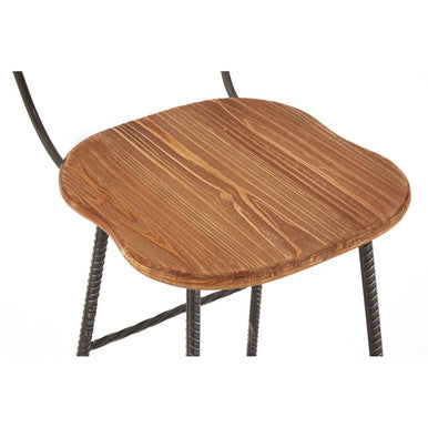New Foundry Wooden and Black Metal Bar Chair