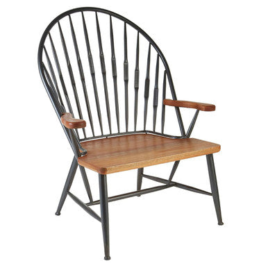 New Foundry Walnut Wood and Metal Armchair