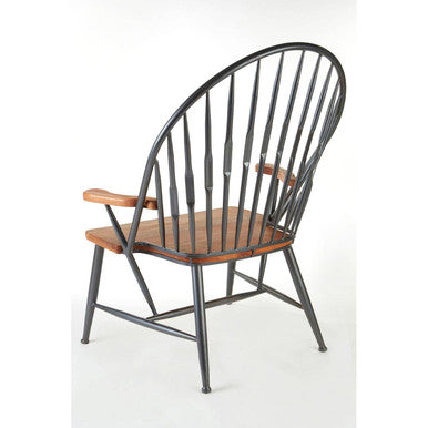 New Foundry Walnut Wood and Metal Armchair