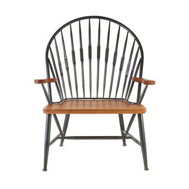 New Foundry Walnut Wood and Metal Armchair