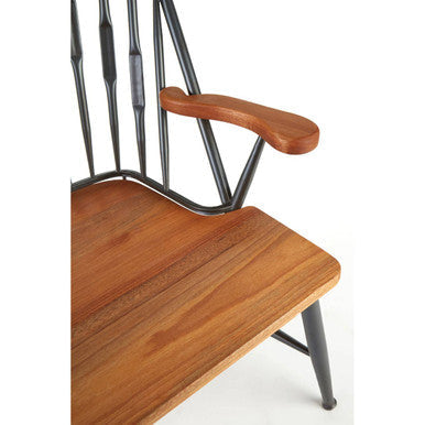 New Foundry Walnut Wood and Metal Armchair