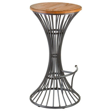 New Foundry Elm Wood and Black Metal Bar Stool