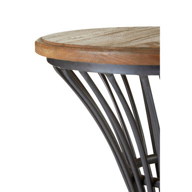 New Foundry Elm Wood and Black Metal Bar Stool