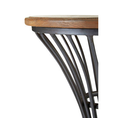New Foundry Elm Wood and Black Metal Bar Stool