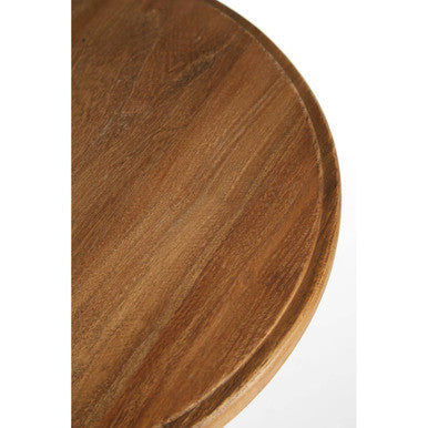 New Foundry Elm Wood and Black Metal Bar Stool