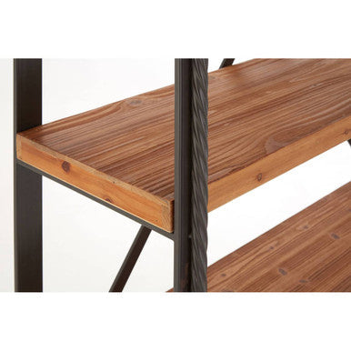 New Foundry Natural Wooden and Black Metal 6 Tier Shelving Unit