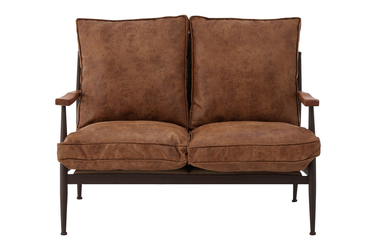New Foundry Brown Leather Effect 2 Seater Sofa