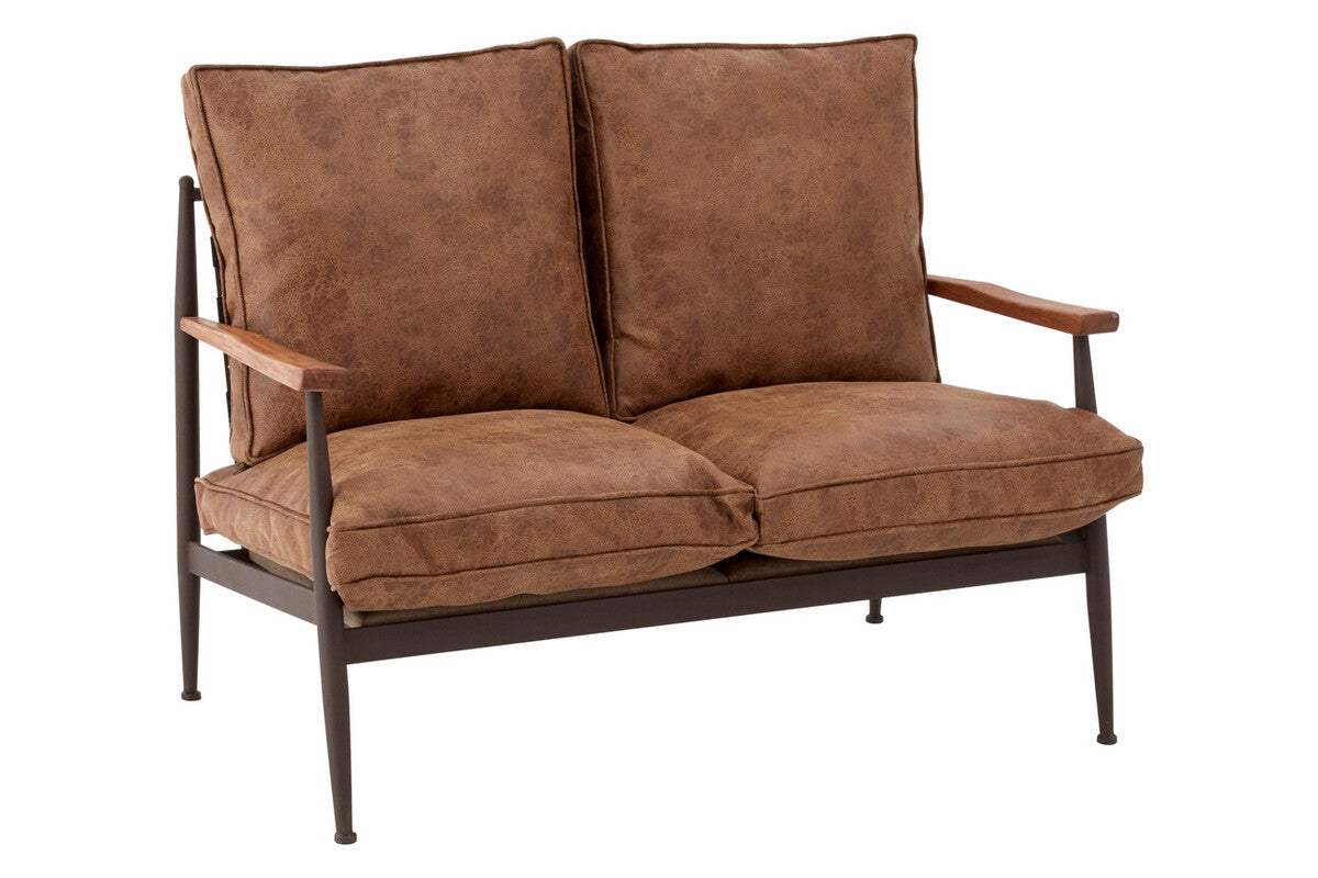 New Foundry Brown Leather Effect 2 Seater Sofa