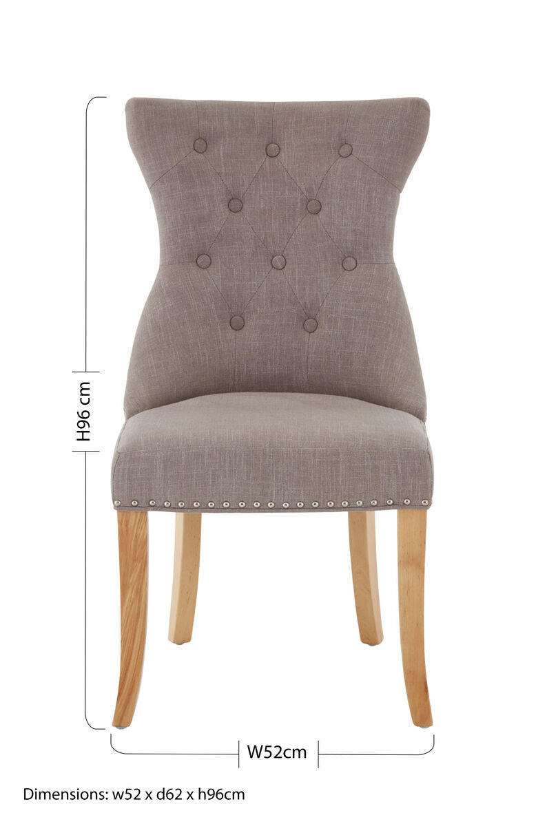 Regents Park Mink Linen Button Tufted Dining Chair