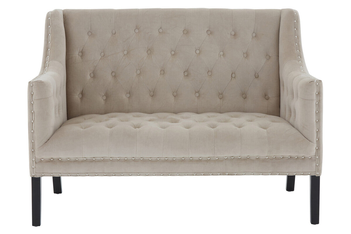 Regents Park Camel Velvet Button Tufted 2 Seater Sofa