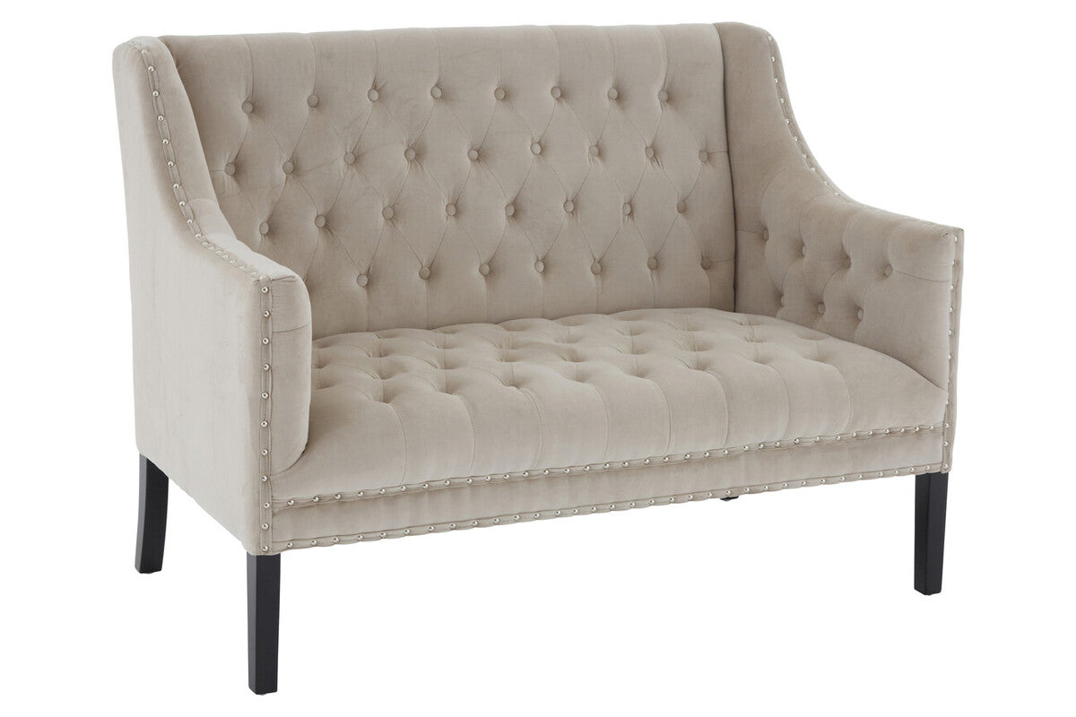 Regents Park Camel Velvet Button Tufted 2 Seater Sofa