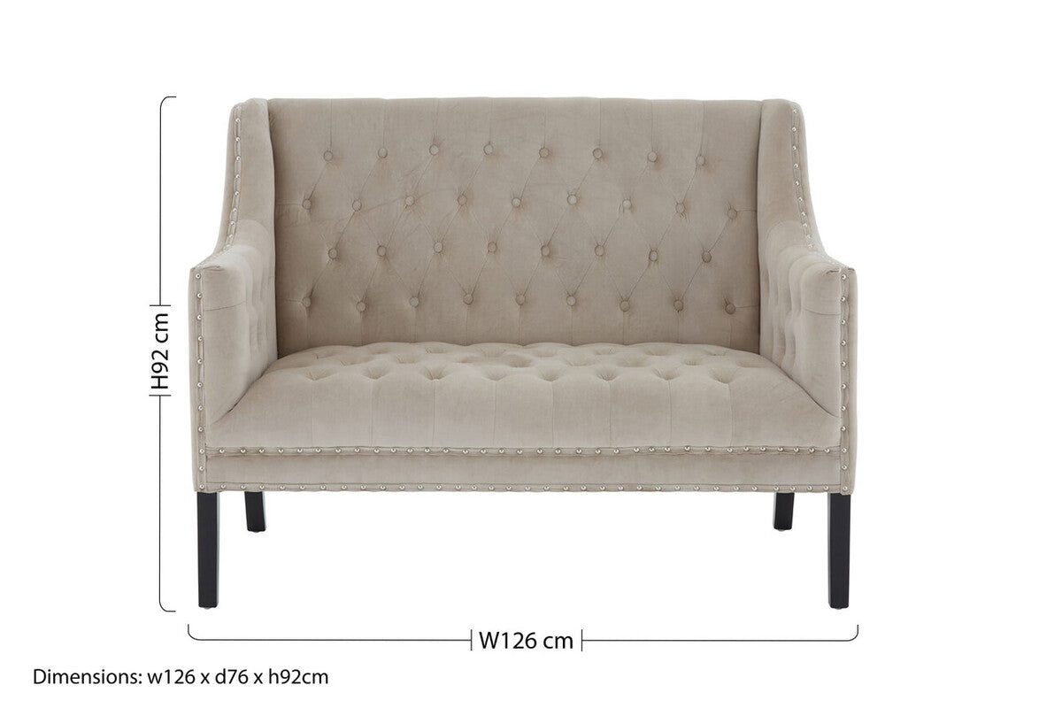 Regents Park Camel Velvet Button Tufted 2 Seater Sofa