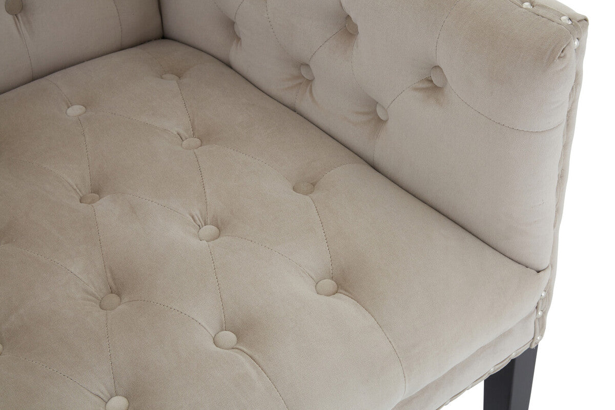 Regents Park Camel Velvet Button Tufted 2 Seater Sofa