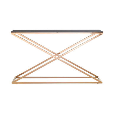 Montril Smoked Glass and Gold Finish Criss Cross Console Table