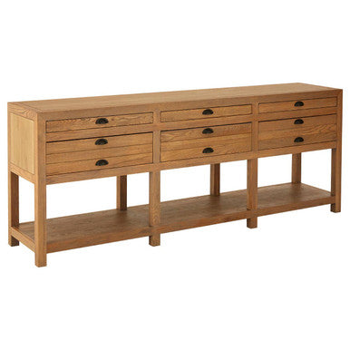 Lyon Grey Wash Oak Wood 6 Drawer Sideboard