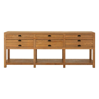 Lyon Grey Wash Oak Wood 6 Drawer Sideboard