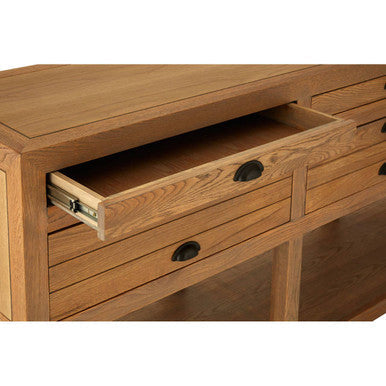Lyon Grey Wash Oak Wood 6 Drawer Sideboard