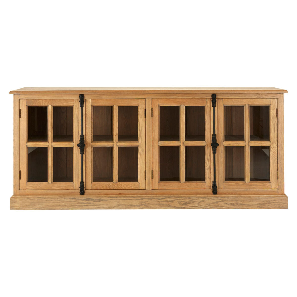 Lyon Grey Wash Oak Wood Sideboard with Glass Doors