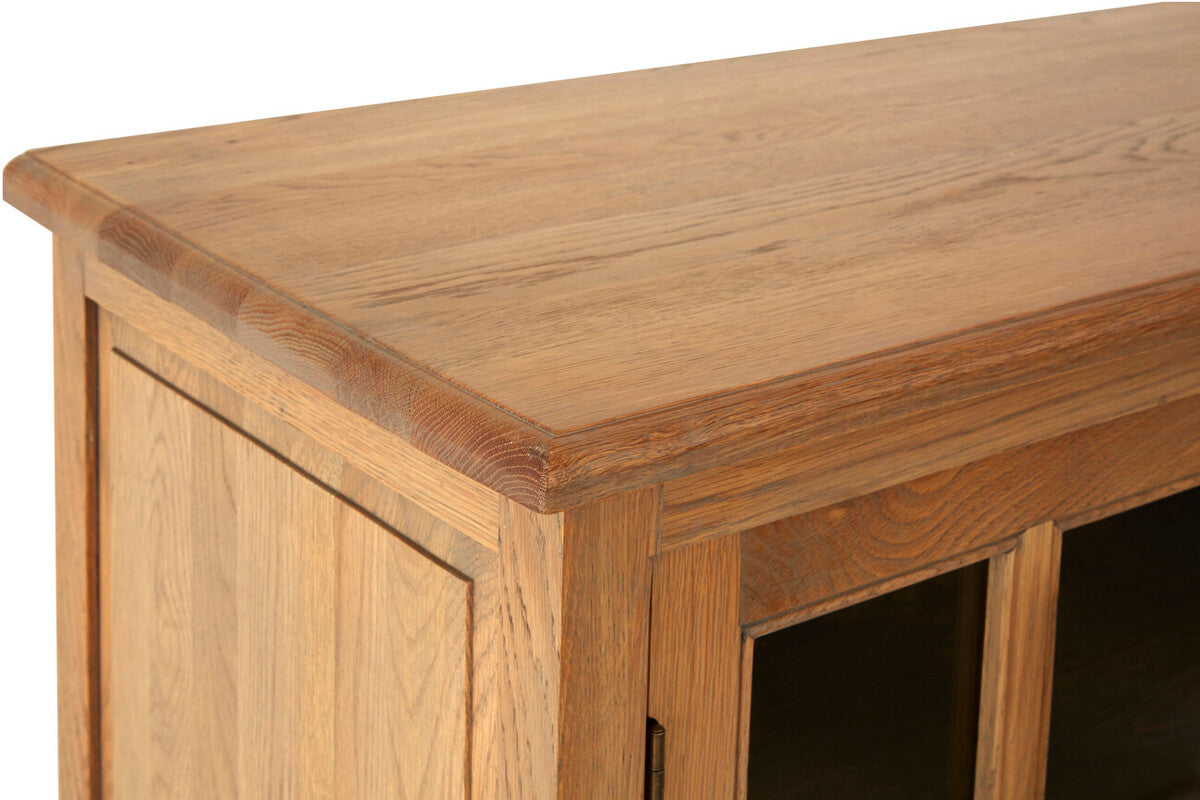 Lyon Grey Wash Oak Wood Sideboard with Glass Doors
