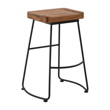 Lyon Weathered Oak Wood Bar Stool with Black Legs