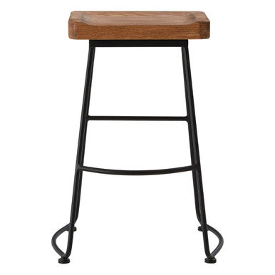 Lyon Weathered Oak Wood Bar Stool with Black Legs