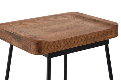 Lyon Weathered Oak Wood Bar Stool with Black Legs