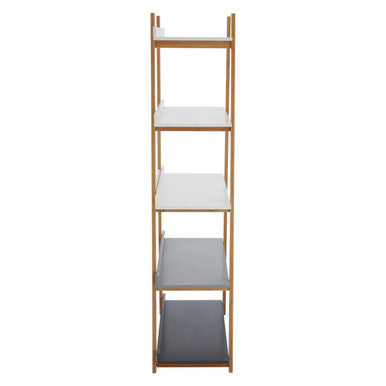 Nostra White and Natural Bamboo 5 Tier Shelf Unit
